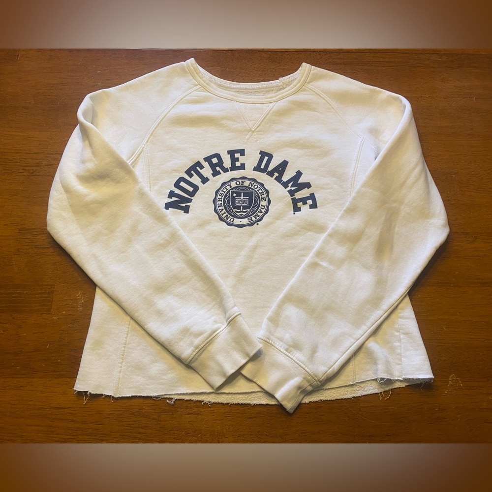 Champion Cream Raw Hem Notre Dame Sweatshirt